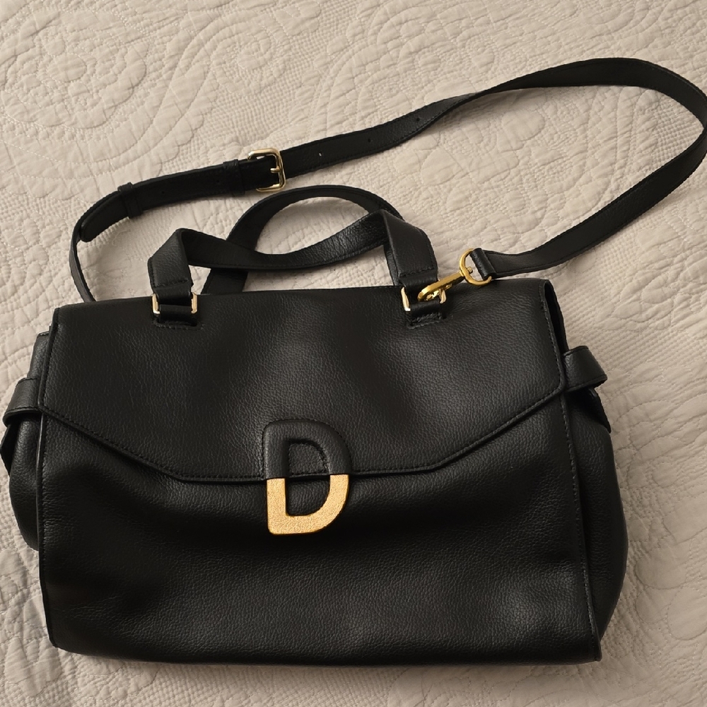 DKNY Black Satchel with Gold Detail